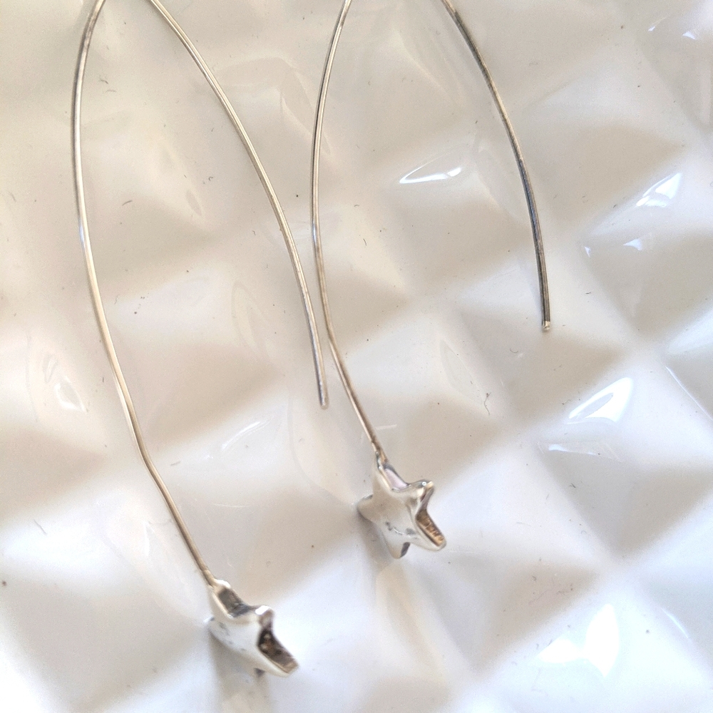 Drop Star Sterling Sliver Star Earings